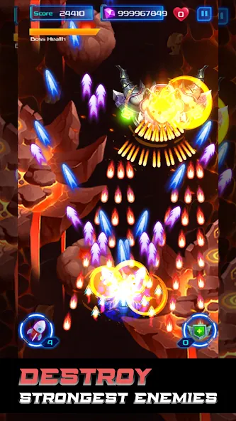 Galaxy Attack: Space Shooter Mod APK Много денег и кристаллов — Скачать на Андроид — скриншот 3