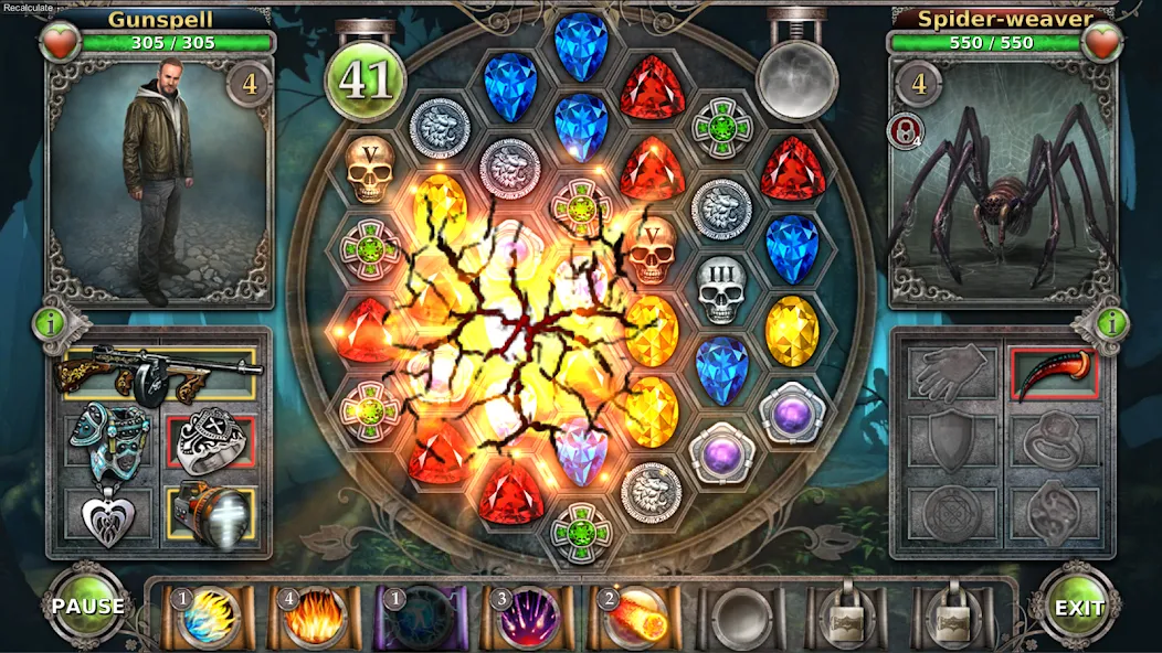 Gunspell - Match 3 Puzzle RPG на Андроид — Мод Много денег — скриншот 5