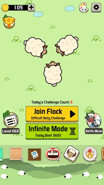 Sheep N Sheep: Daily Challenge на Андроид — Мод Много денег — скриншот 1