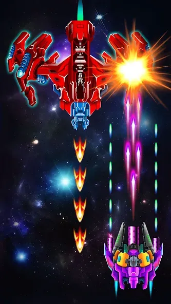 Скачать Galaxy Attack: Shooting Game — Модификация Много денег и кристаллов — скриншот 4