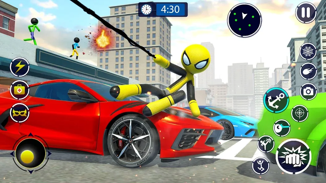 Скачать Spider Stickman Rope Hero Game — Модификация Много денег и без рекламы — скриншот 1 Скачать Spider Stickman Rope Hero Game — Модификация Много денег и без рекламы — скриншот 1