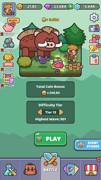 Скачать Wild Survival - Idle Defense MOD APK — Много денег — скриншот 1