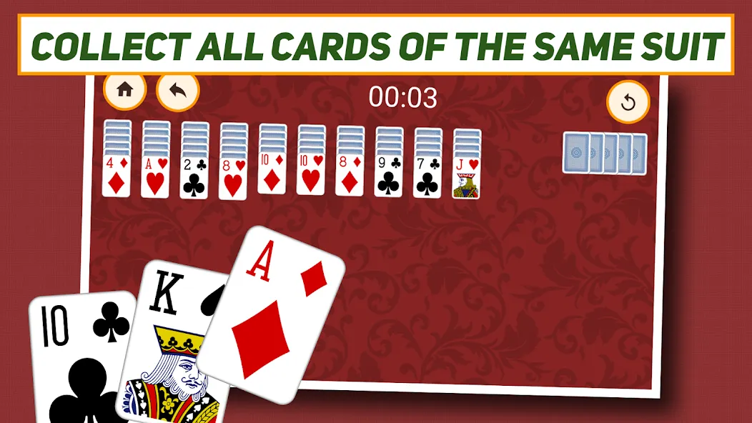 Spider Solitaire: Classic MOD APK на Android — Без рекламы — скриншот 3