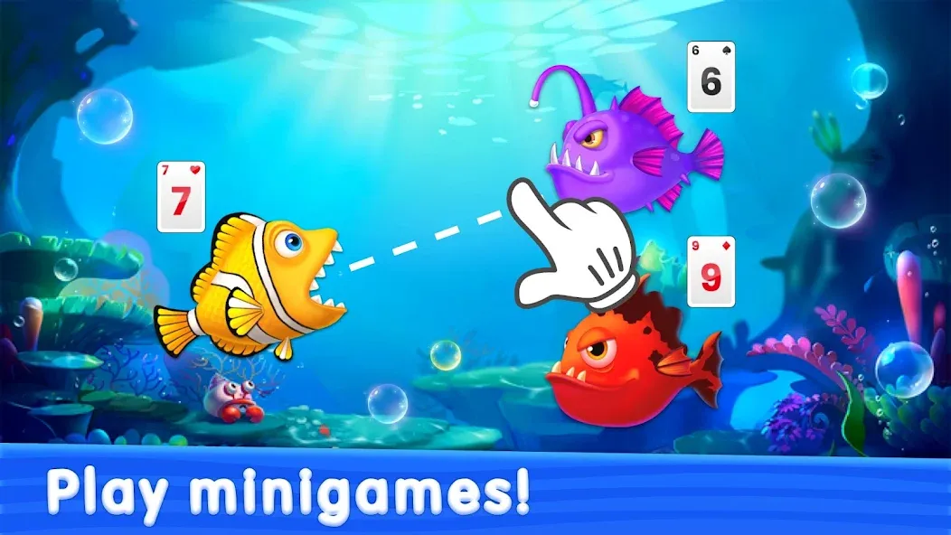 Скачать Solitaire TriPeaks: Aquarium на Андроид — Много денег — скриншот 1