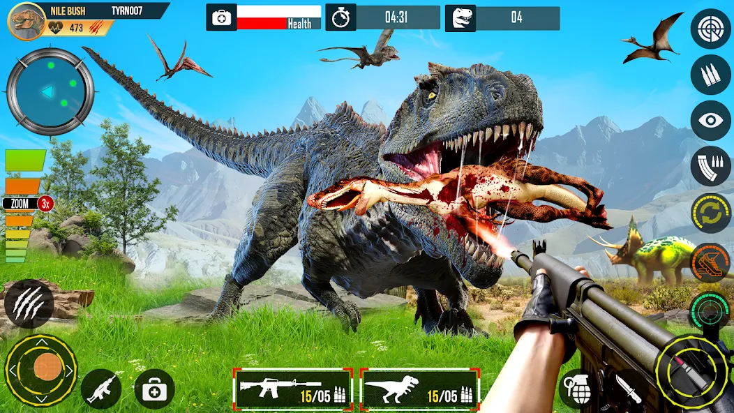Real Dino Hunting Gun Games — Мод: Много денег — скриншот 2