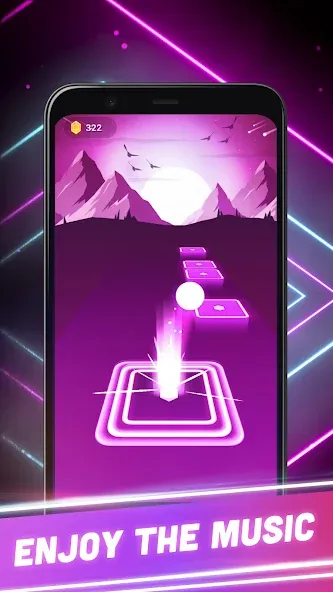 Взломанная Hop Tiles 3D: Hit music game на Андроид — Много денег и без рекламы — скриншот 1