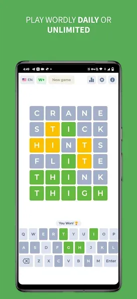 Взлом Wordly - Daily Word Game — Все подсказки и без рекламы — скриншот 1 Взлом Wordly - Daily Word Game — Все подсказки и без рекламы — скриншот 1
