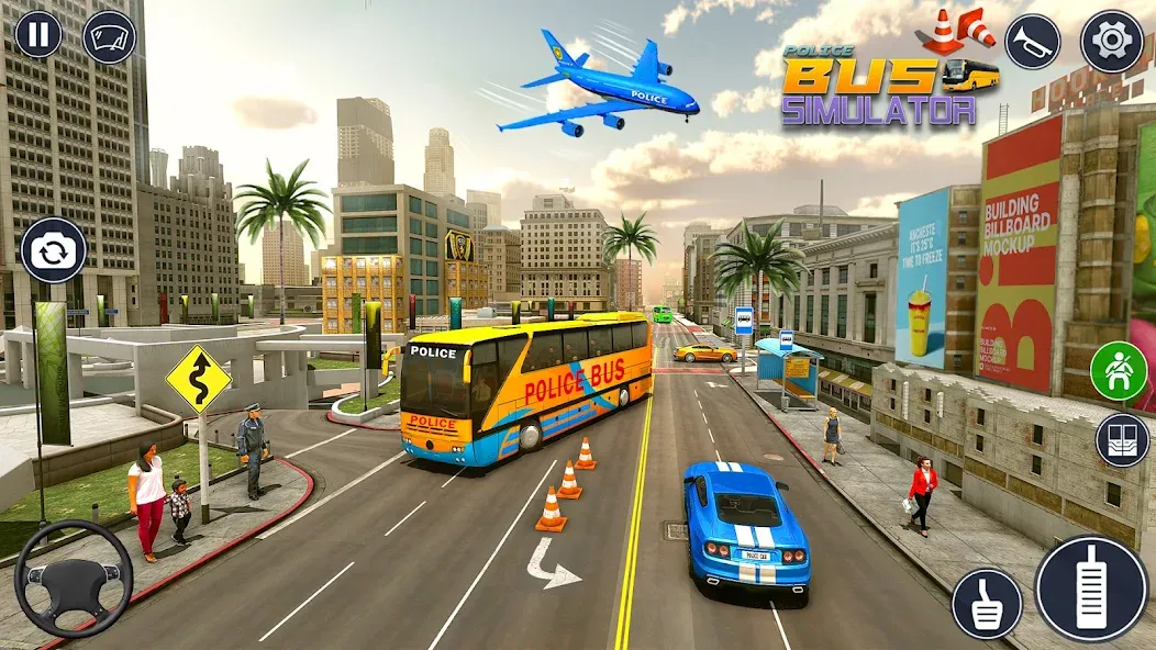 Police Bus Simulator Bus Games — Взломанная версия (Много денег) — скриншот 4