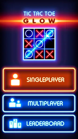 Скачать Tic Tac Toe Glow: 2 Players — Модификация Все темы разблокированы — скриншот 1