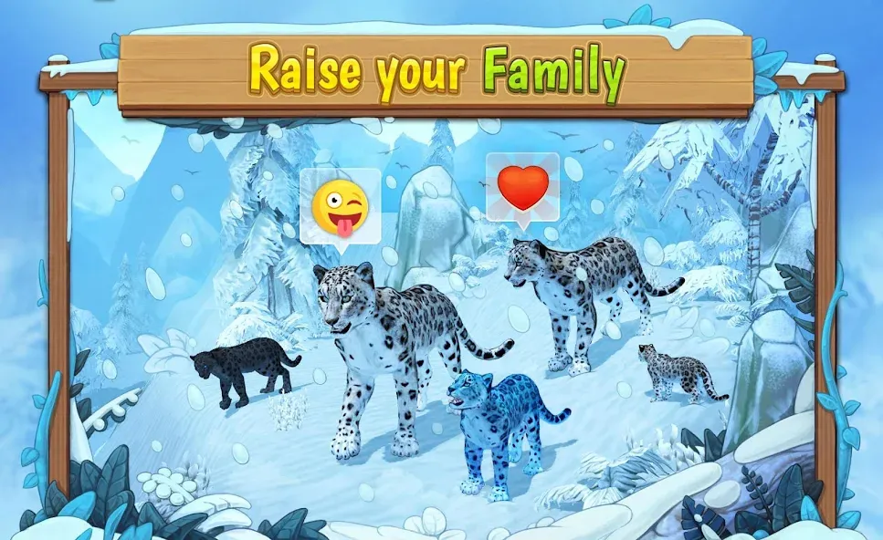 Snow Leopard Family Sim Online (Мод Много денег) — скриншот 1