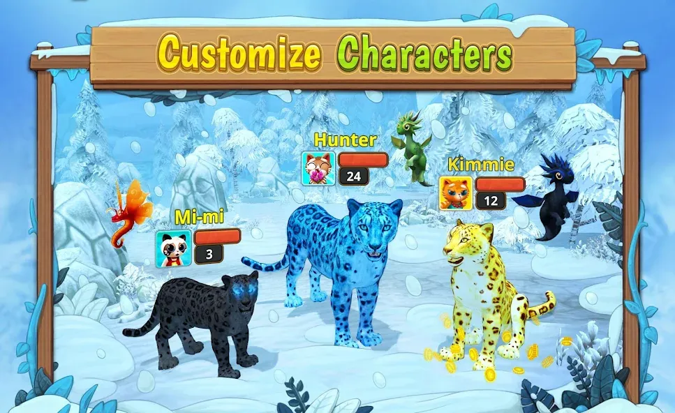Snow Leopard Family Sim Online (Мод Много денег) — скриншот 2