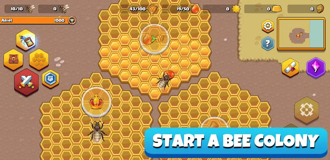 Pocket Bees: Colony Simulator MOD — Бесконечный мед и ресурсы на Андроид — скриншот 1 Pocket Bees: Colony Simulator MOD — Бесконечный мед и ресурсы на Андроид — скриншот 1