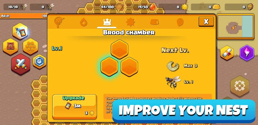 Pocket Bees: Colony Simulator MOD — Бесконечный мед и ресурсы на Андроид — скриншот 3 Pocket Bees: Colony Simulator MOD — Бесконечный мед и ресурсы на Андроид — скриншот 3