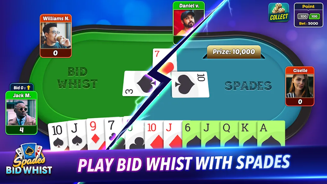 Spades: Bid Whist Classic Game на Андроид — Мод Много денег — скриншот 2