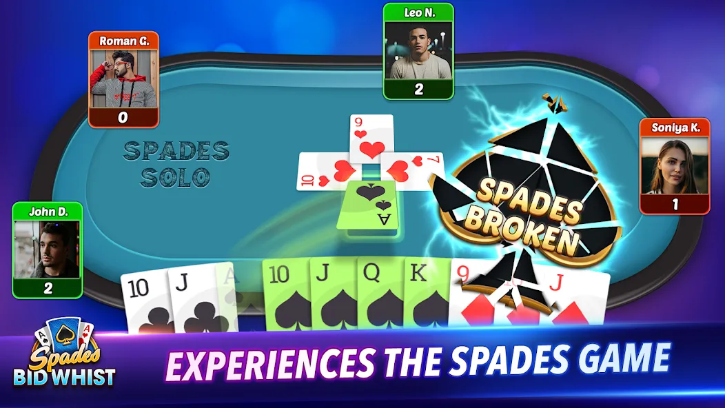 Spades: Bid Whist Classic Game на Андроид — Мод Много денег — скриншот 3