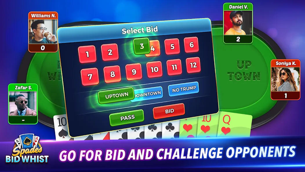 Spades: Bid Whist Classic Game на Андроид — Мод Много денег — скриншот 5