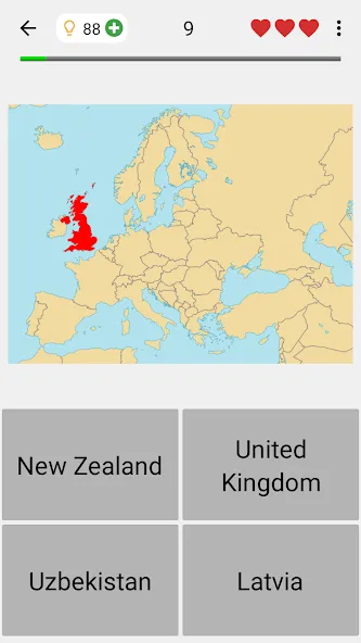 Скачать взлом Maps of All Countries Geo-Quiz на Андроид — Все уровни разблокированы — скриншот 1