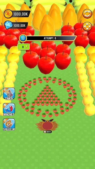 Взломанная Fruit hole: Black hole на Андроид — Много денег — скриншот 1
