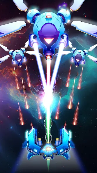 Взломанная Galaxy Attack - Space Shooter на Андроид — Много денег и кристаллов — скриншот 3
