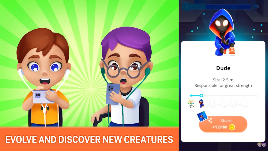 Скачать Human Evolution Clicker с модом — Много денег — скриншот 1