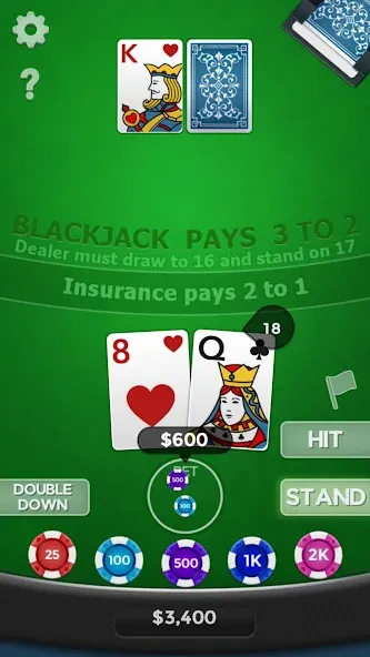 Blackjack 21 MOD — Много денег на Андроид — скриншот 2