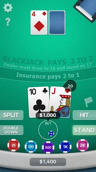 Blackjack 21 MOD — Много денег на Андроид — скриншот 5