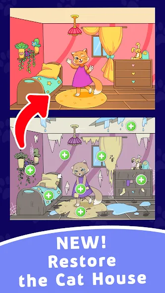 Скачать Find Differences: Cute Cats с модом — Много подсказок — скриншот 1