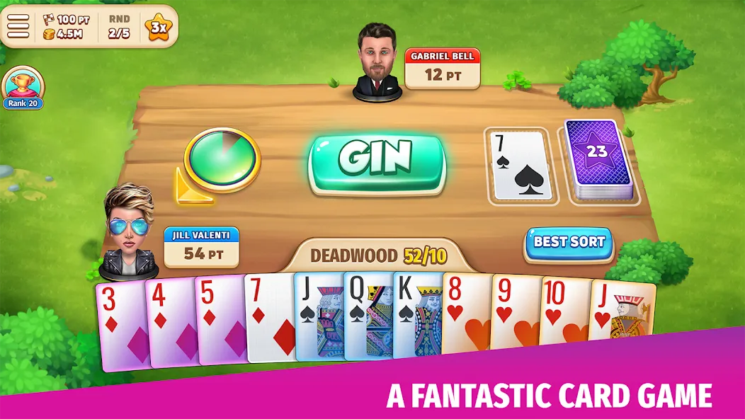 Скачать взломанную Gin Rummy Stars - Card Game — Много денег — скриншот 1