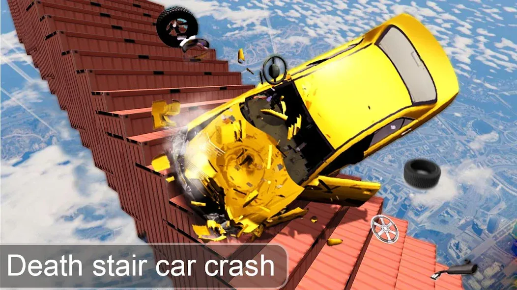 Скачать взломанную Beam Drive Crash Death Stair C — Много денег и бессмертие — скриншот 1