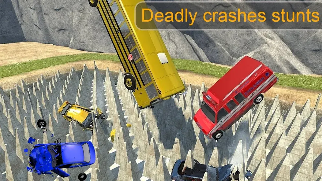 Скачать взломанную Beam Drive Crash Death Stair C — Много денег и бессмертие — скриншот 2