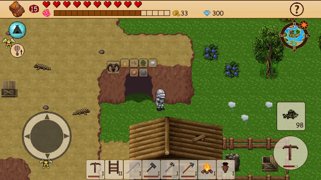 Survival RPG: Open World Pixel — Взломанная версия (Много денег и бессмертие) — скриншот 1