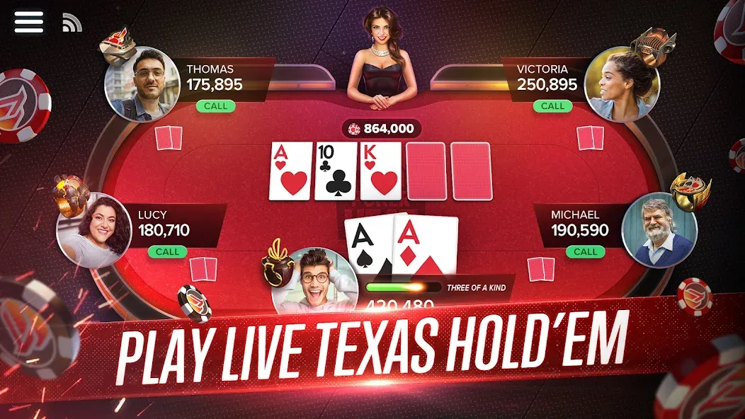 Poker Heat™ Texas Holdem Poker MOD — Много денег и фишек на Андроид — скриншот 1