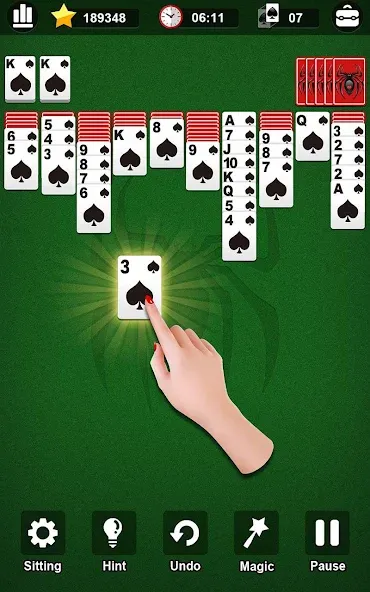 Spider Solitaire MOD APK на Android — Все темы разблокированы — скриншот 1