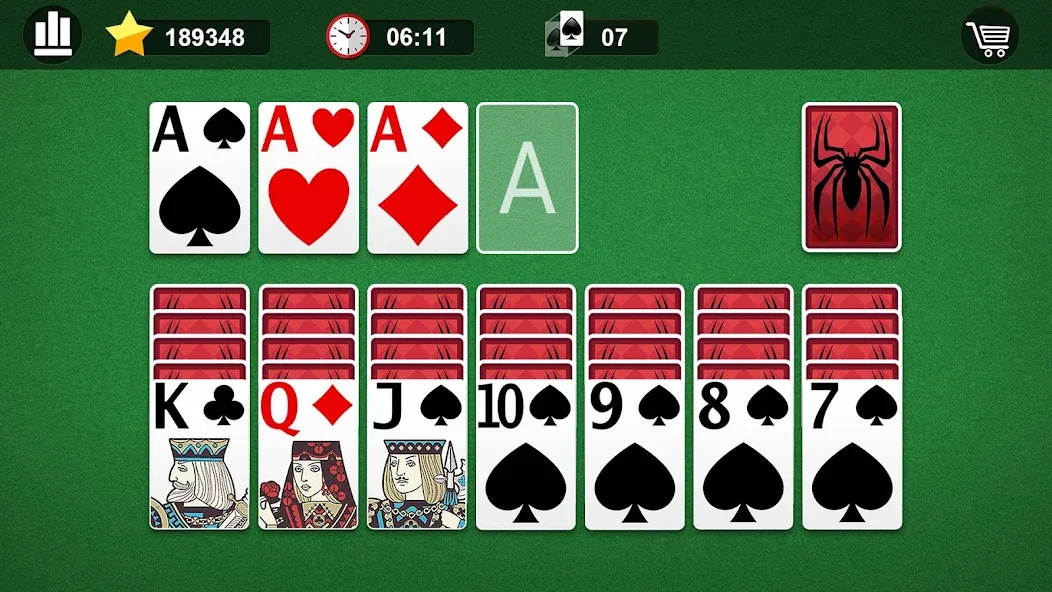 Spider Solitaire MOD APK на Android — Все темы разблокированы — скриншот 4
