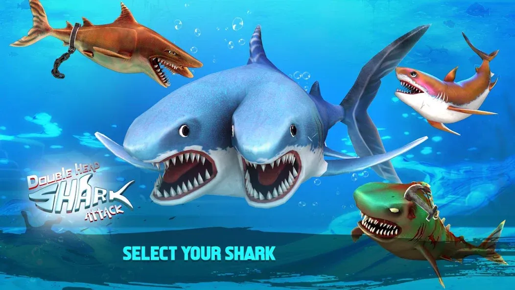 Double Head Shark Attack PVP — Взломанная версия (Много денег) — скриншот 2