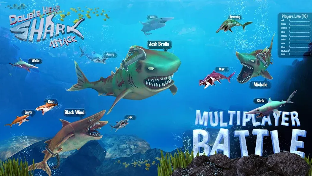 Double Head Shark Attack PVP — Взломанная версия (Много денег) — скриншот 4
