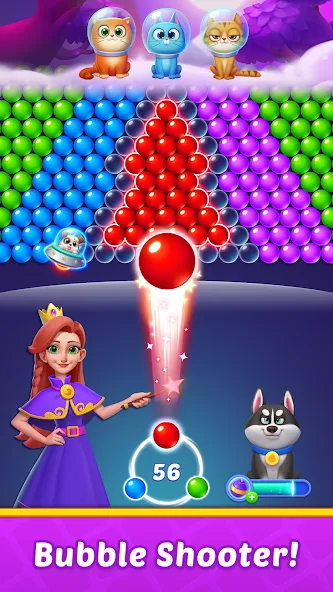 Скачать взломанную Bubble Shooter Kingdom — Бесконечные жизни и монеты — скриншот 2