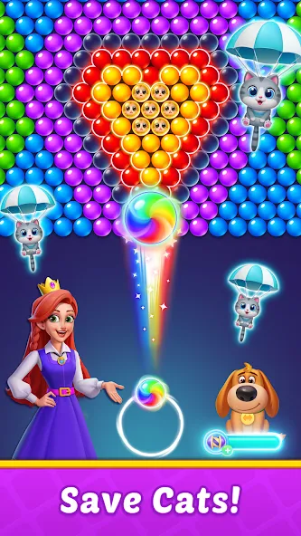 Скачать взломанную Bubble Shooter Kingdom — Бесконечные жизни и монеты — скриншот 4