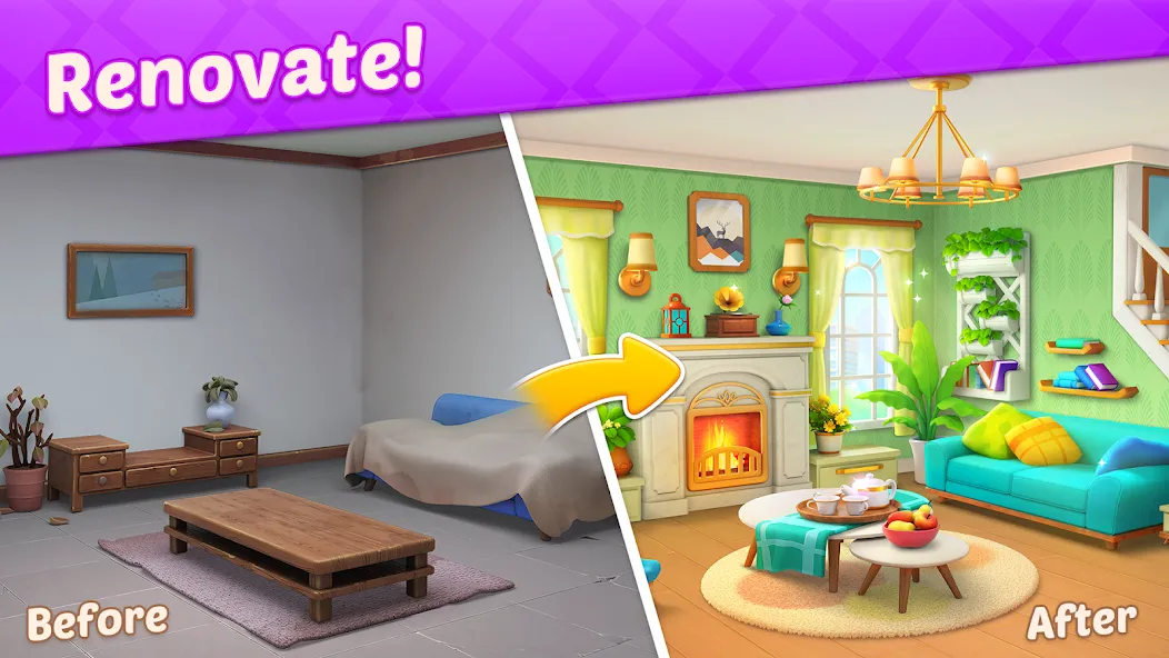 Скачать Design Diary - Match 3 & Home на телефон — Много денег — скриншот 1