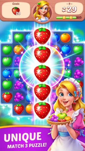 Скачать взлом Fruit Diary - Match 3 Games на Андроид — Много денег — скриншот 1