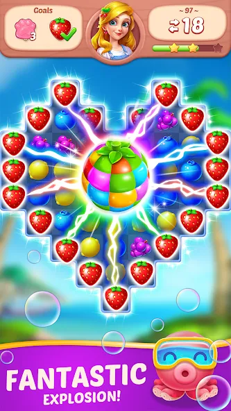 Скачать взлом Fruit Diary - Match 3 Games на Андроид — Много денег — скриншот 2