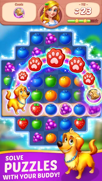 Скачать взлом Fruit Diary - Match 3 Games на Андроид — Много денег — скриншот 4