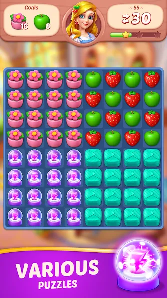 Скачать взлом Fruit Diary - Match 3 Games на Андроид — Много денег — скриншот 5