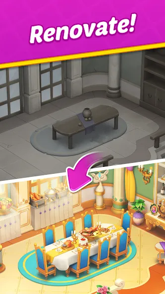 Jewel Manor - Home Design MOD APK на Android — Много денег — скриншот 1