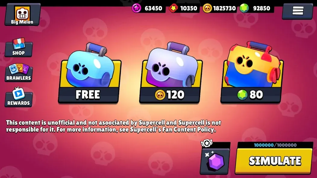 Box Simulator for Brawl Stars на Андроид — Мод Много денег и кристаллов — скриншот 1