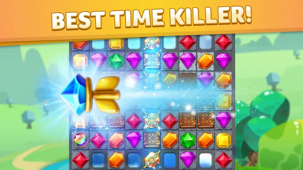 Взломанная Jewel Match King на Андроид — Бесконечные жизни — скриншот 2