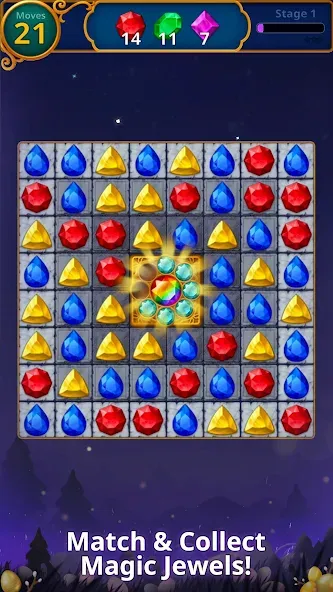 Jewels Magic: Mystery Match3 Mod APK Много денег и ходов — Скачать на Андроид — скриншот 1