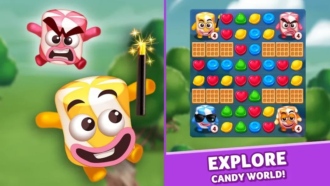 Lollipop & Marshmallow Match3 (Мод Много жизней) — скриншот 1 Lollipop & Marshmallow Match3 (Мод Много жизней) — скриншот 1