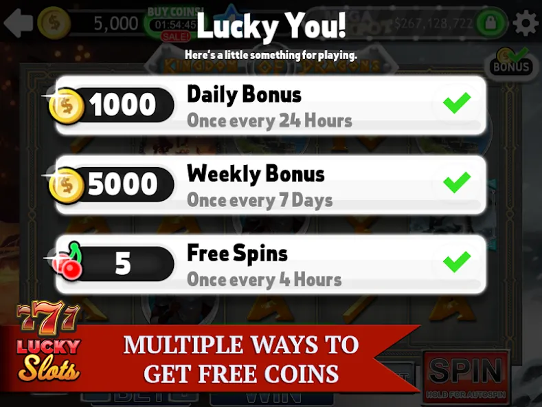 Lucky Slots — Мод: Взлом на деньги и золото — скриншот 5