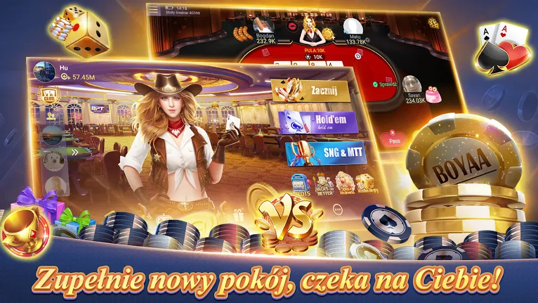 Texas Poker Polski (Boyaa) MOD APK — Много фишек и без рекламы — скриншот 3